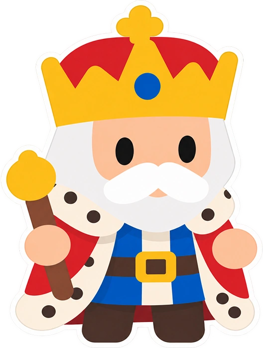The Gold King with a crown and royal staff